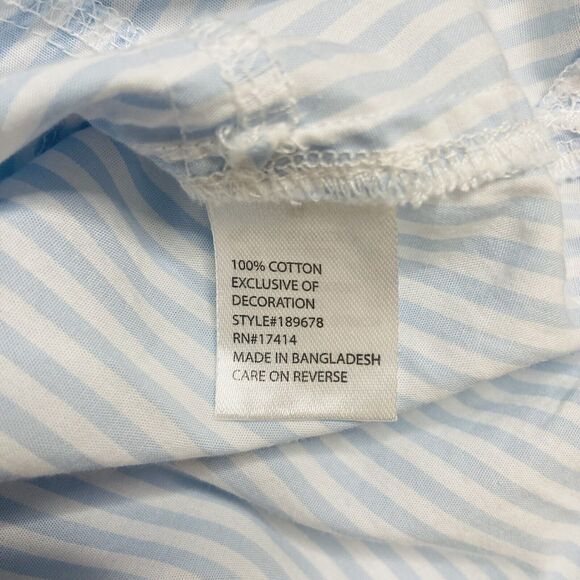 Miss Elaine Short Nightgown Size XL Sleeveless Button Stripe Cotton Light Blue - Picture 7 of 13